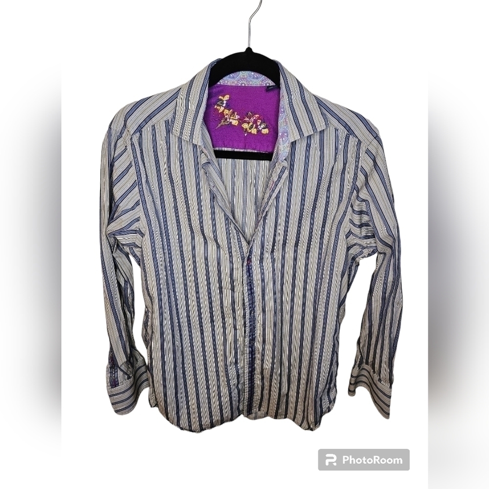 Men's Robert Graham stripped shirt size small.
